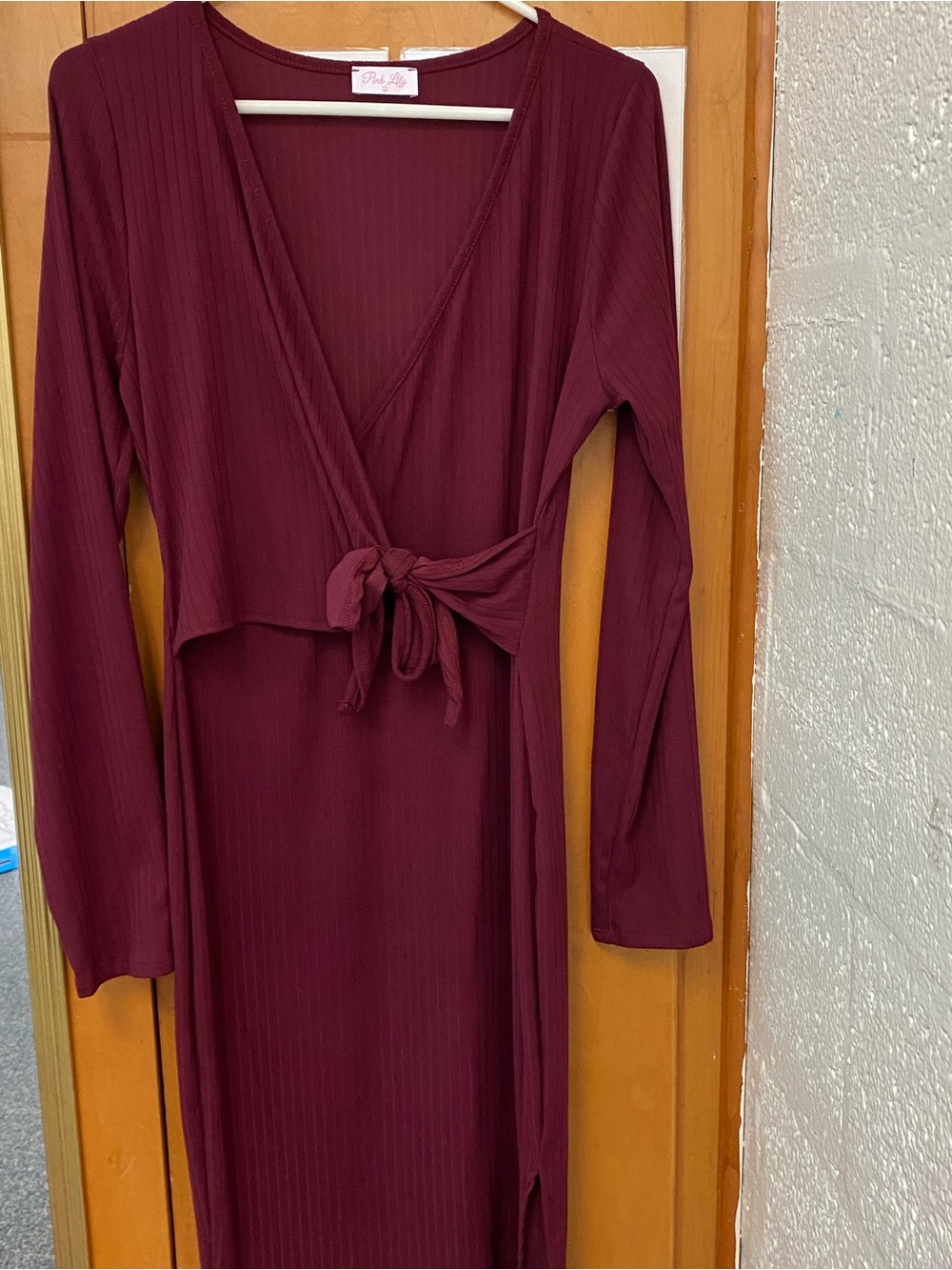 Pink Lily Ribbed Maxi Dress in Wine